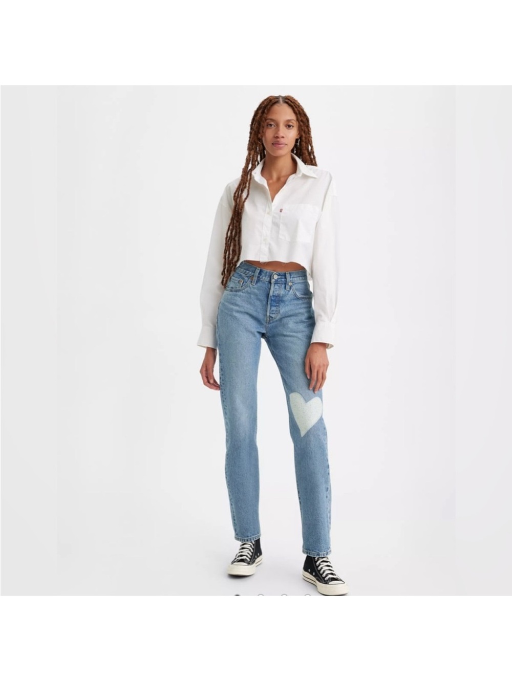 NWT Levi’s 501 150 Anniversary Heart Patchwork Jeans size 33